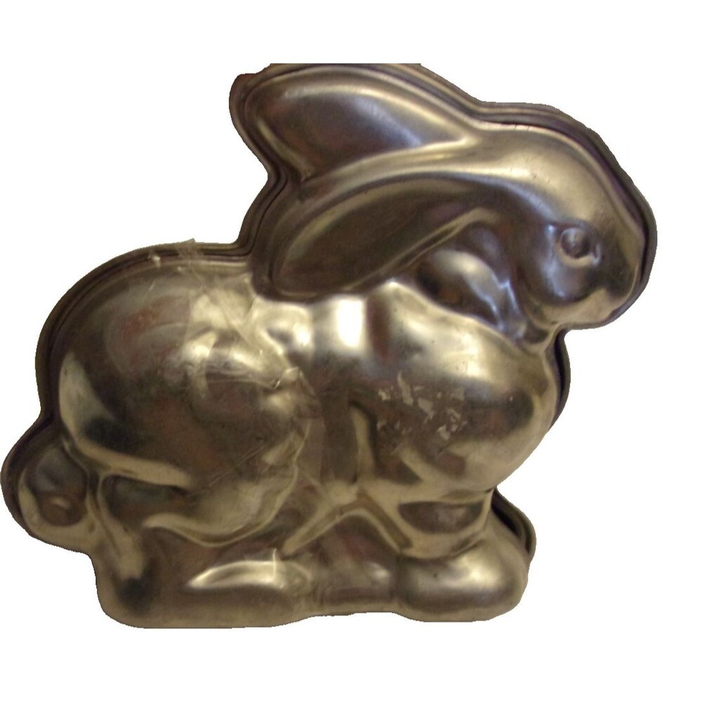 Two Piece Bunny Rabbit Aluminum Cake Pan Baking Mold Vintage - Picture 6 of 7